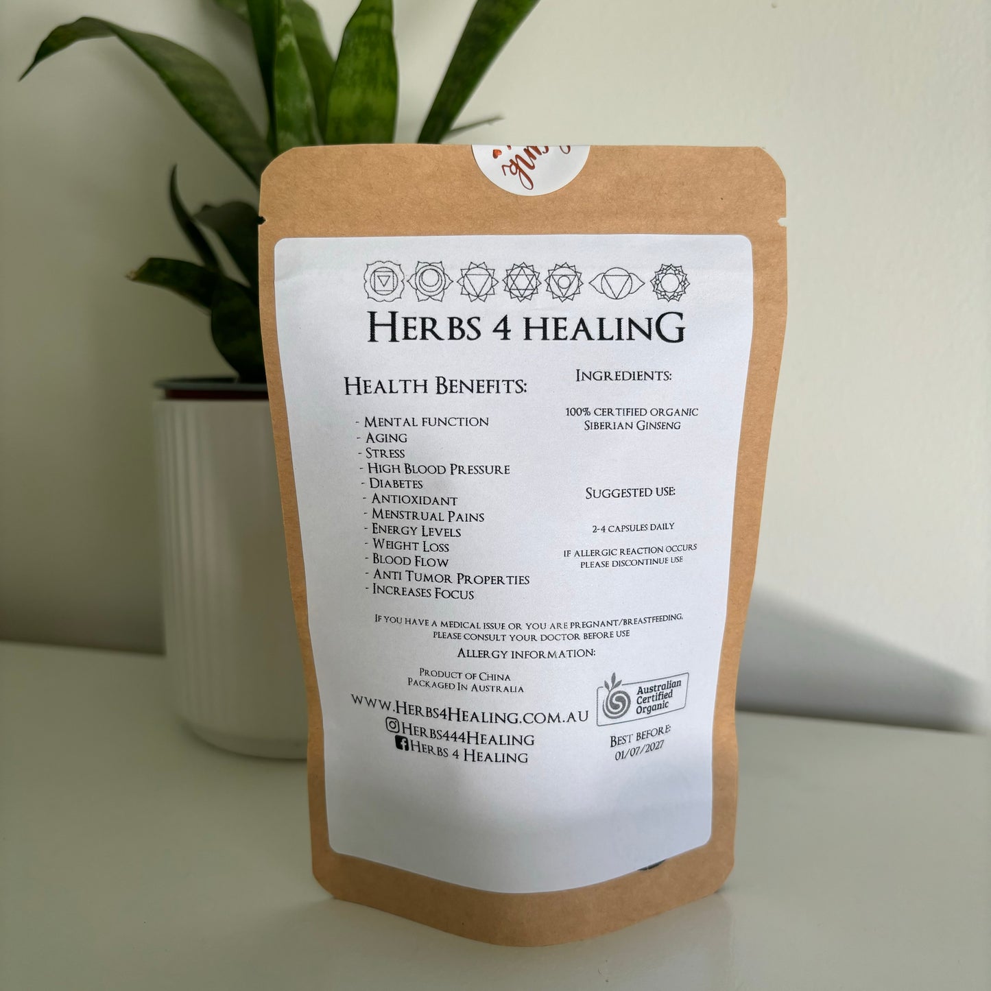 Certified Organic Siberian Ginseng (Nervous System / Mental Function)