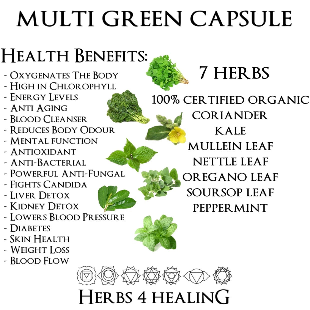 Certified Organic Multi Green Capsule (7 Herbs)